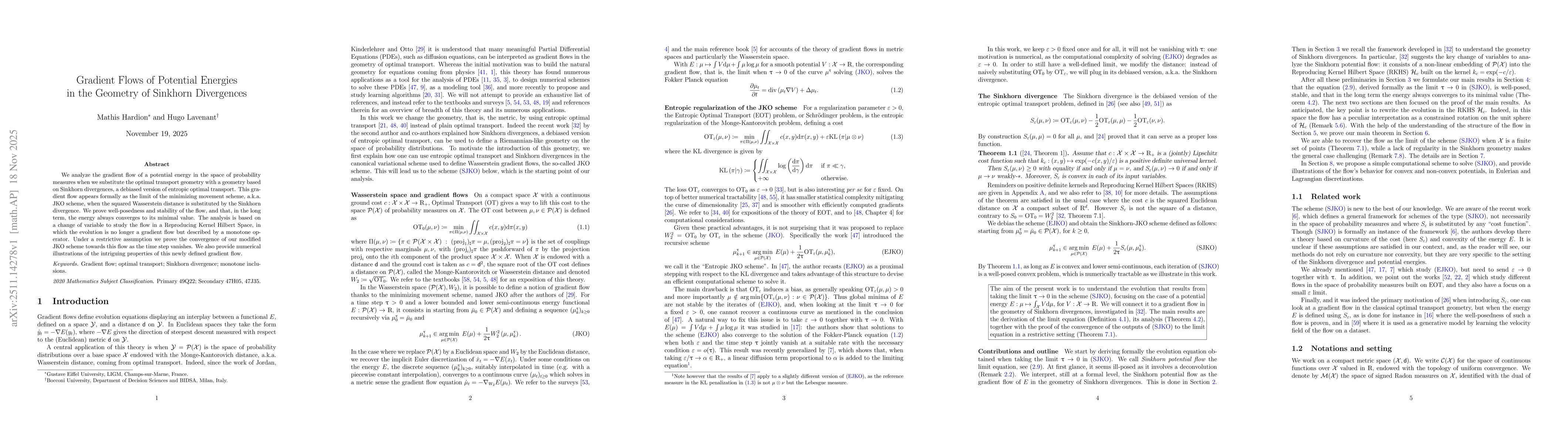 Thumbnail for Gradient Flows of Potential Energies in the Geometry of Sinkhorn Divergences