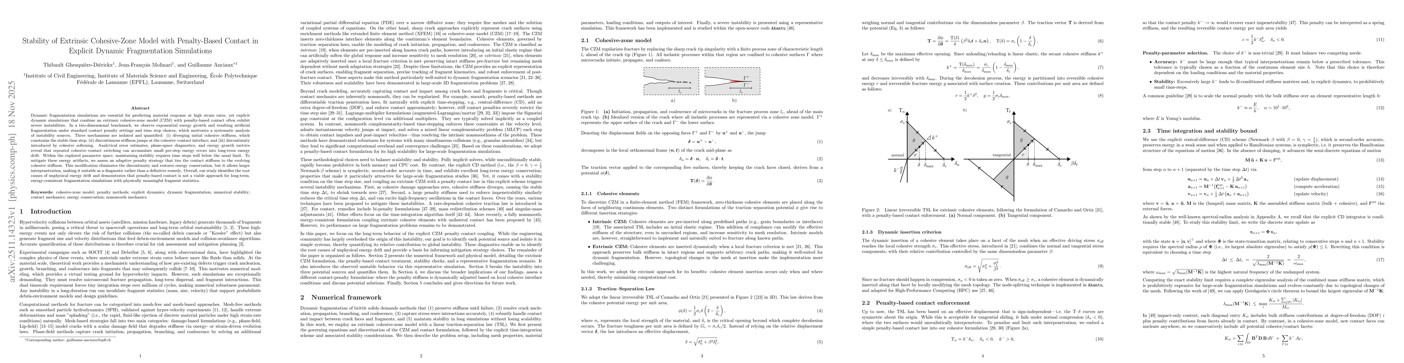 Thumbnail for Stability of Extrinsic Cohesive-Zone Model with Penalty-Based Contact in Explicit Dynamic Fragmentation Simulations