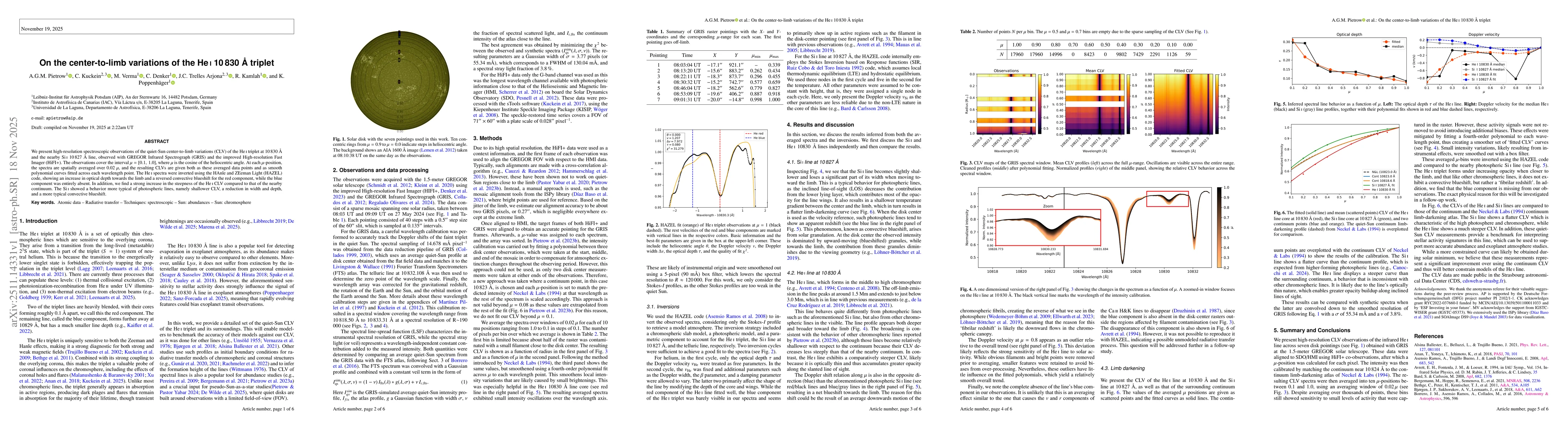 Thumbnail for On the center-to-limb variations of the He I 10 830 Å triplet