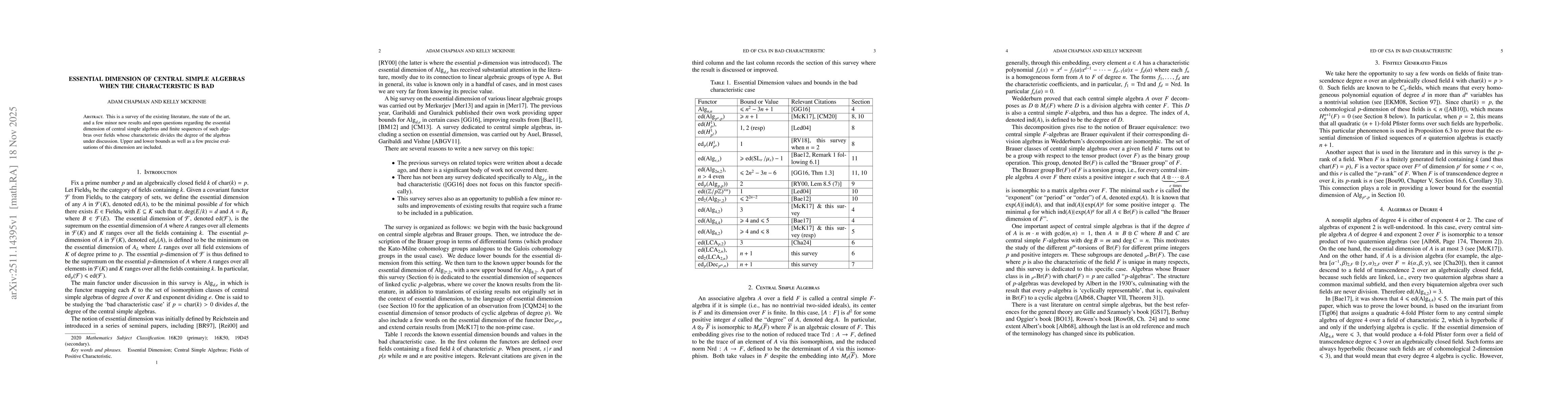 Thumbnail for Essential Dimension of Central Simple Algebras when the Characteristic is Bad