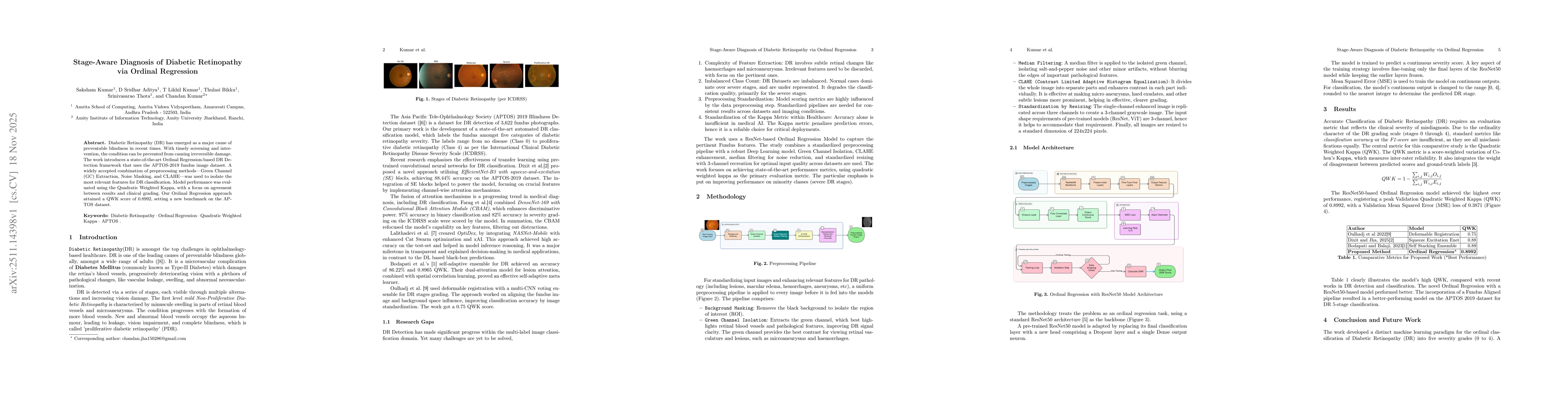 Thumbnail for Stage Aware Diagnosis of Diabetic Retinopathy via Ordinal Regression
