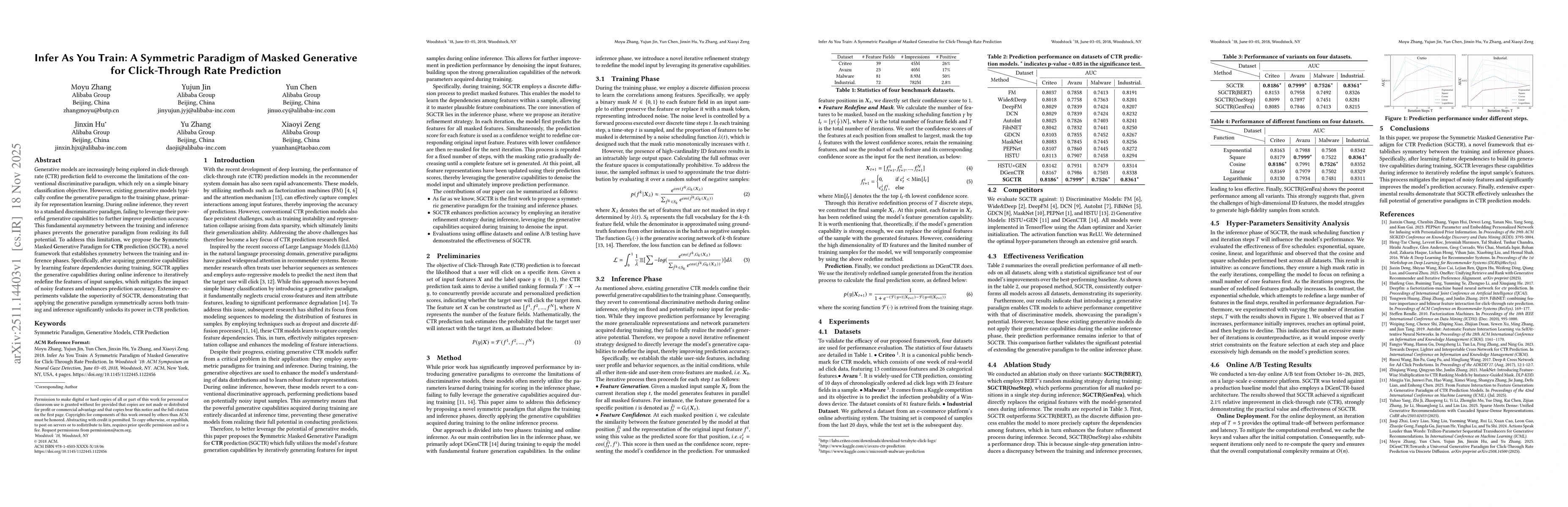 Thumbnail for Infer As You Train: A Symmetric Paradigm of Masked Generative for Click-Through Rate Prediction