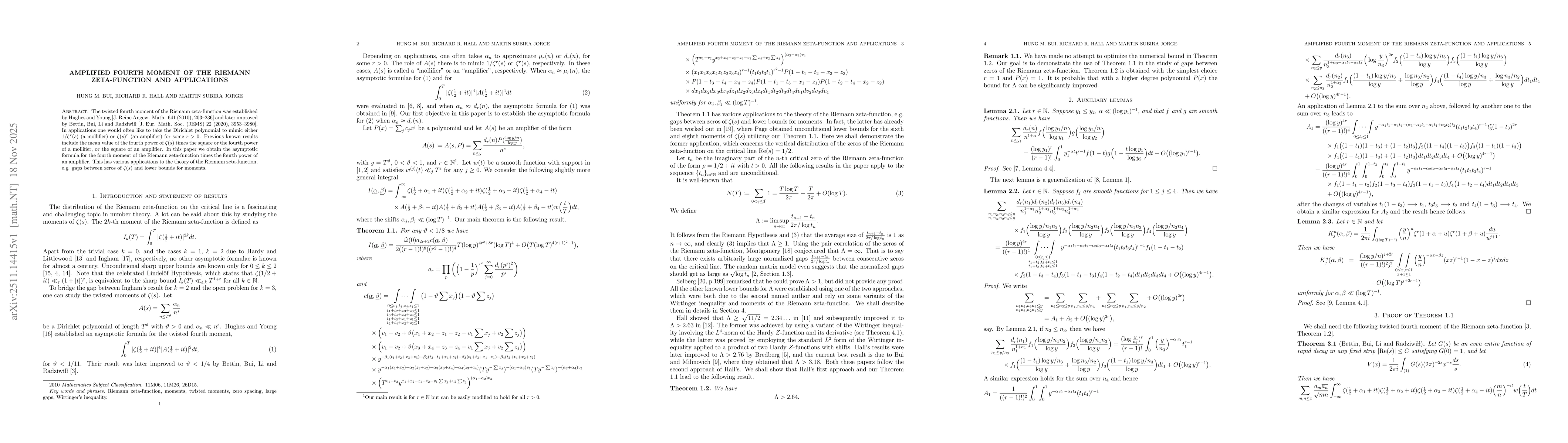 Thumbnail for Amplified Fourth Moment of the Riemann Zeta-Function and Applications