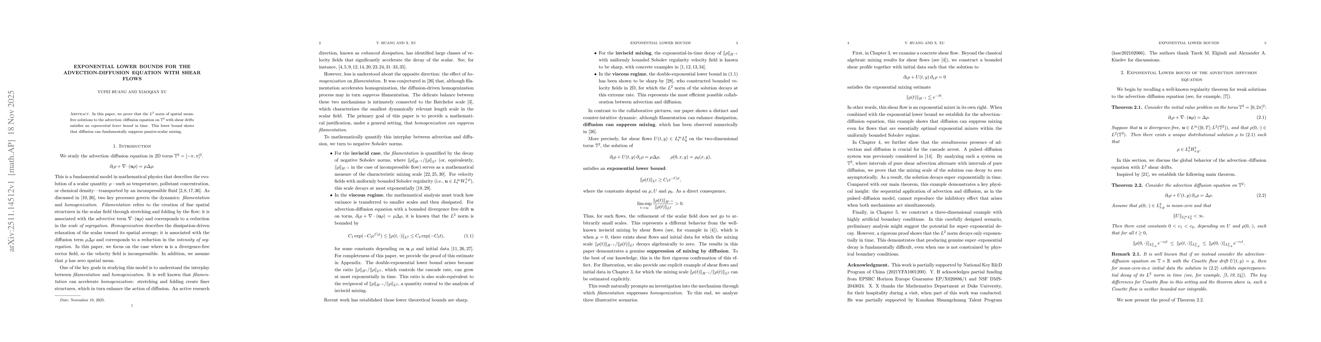 Thumbnail for Exponential Lower Bounds for the Advection-Diffusion Equation with Shear Flows
