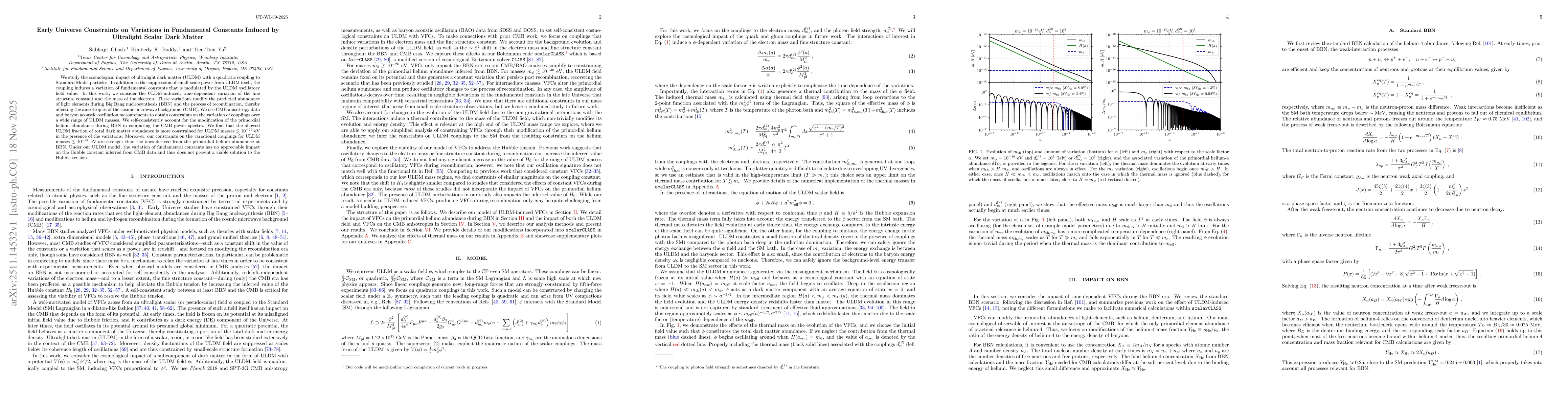 Thumbnail for Early Universe Constraints on Variations in Fundamental Constants Induced by Ultralight Scalar Dark Matter