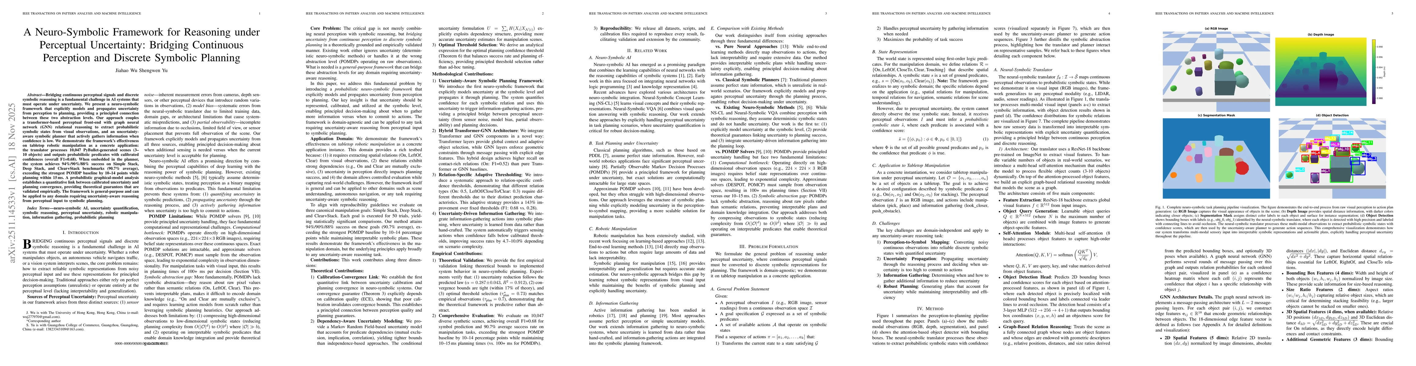Thumbnail for A Neuro-Symbolic Framework for Reasoning under Perceptual Uncertainty: Bridging Continuous Perception and Discrete Symbolic Planning