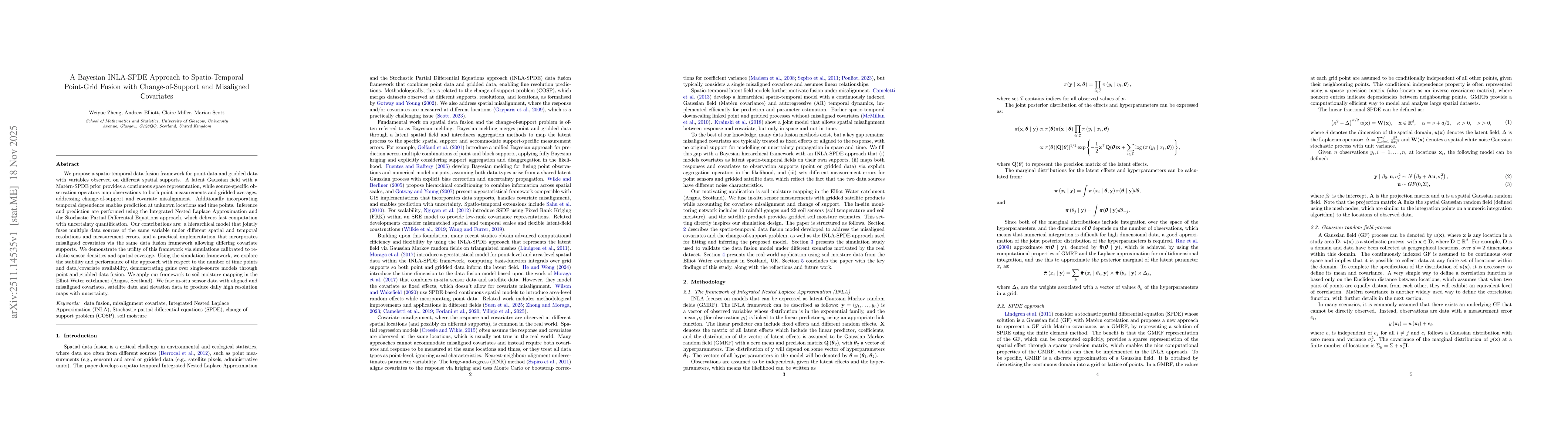 Thumbnail for A Bayesian INLA-SPDE Approach to Spatio-Temporal Point-Grid Fusion with Change-of-Support and Misaligned Covariates
