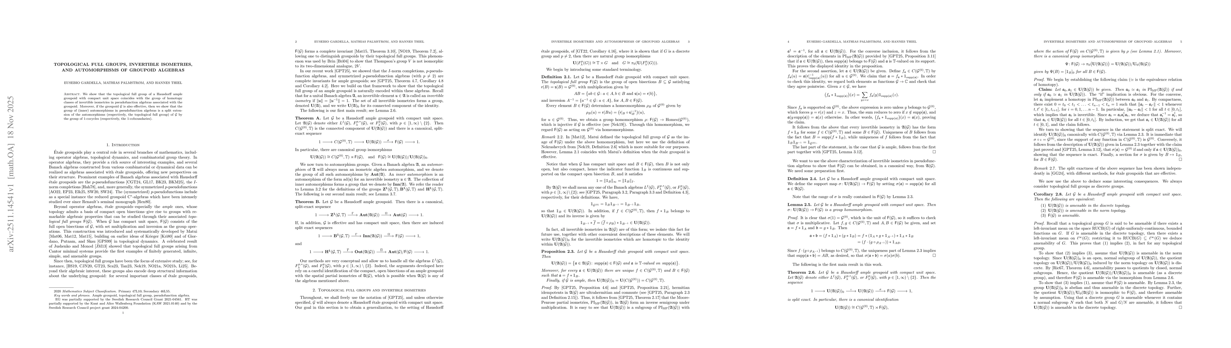 Thumbnail for Topological full groups, invertible isometries, and automorphisms of groupoid algebras