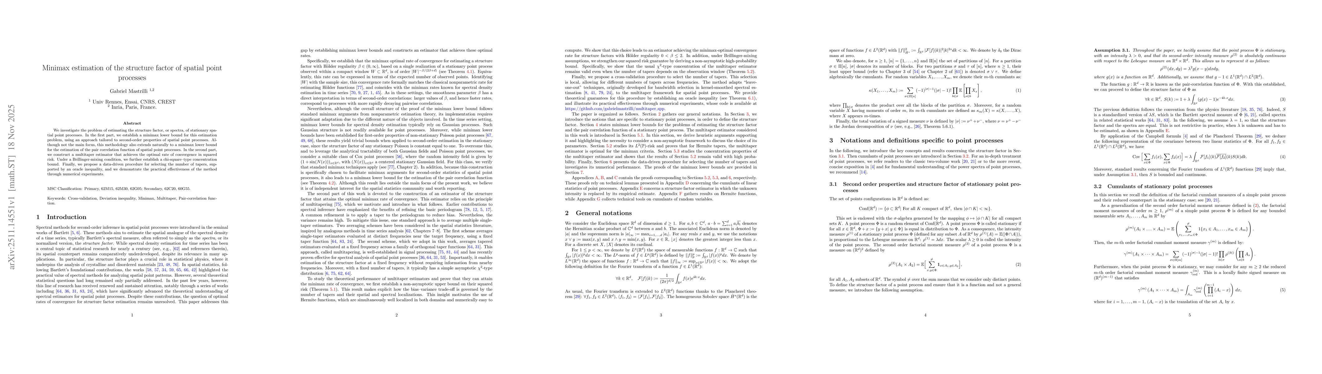 Thumbnail for Minimax estimation of the structure factor of spatial point processes