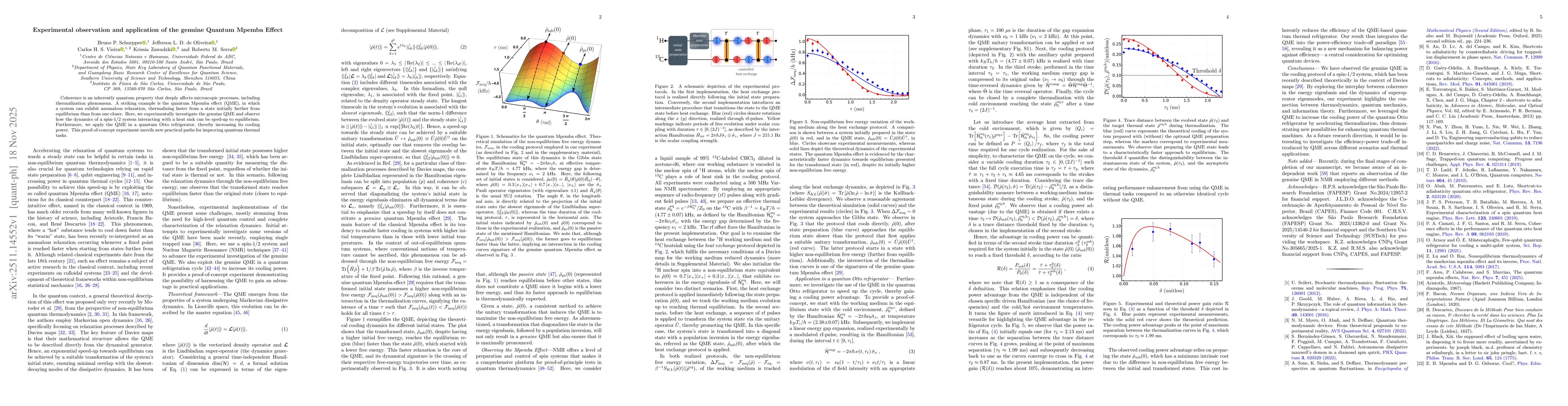 Thumbnail for Experimental observation and application of the genuine Quantum Mpemba Effect