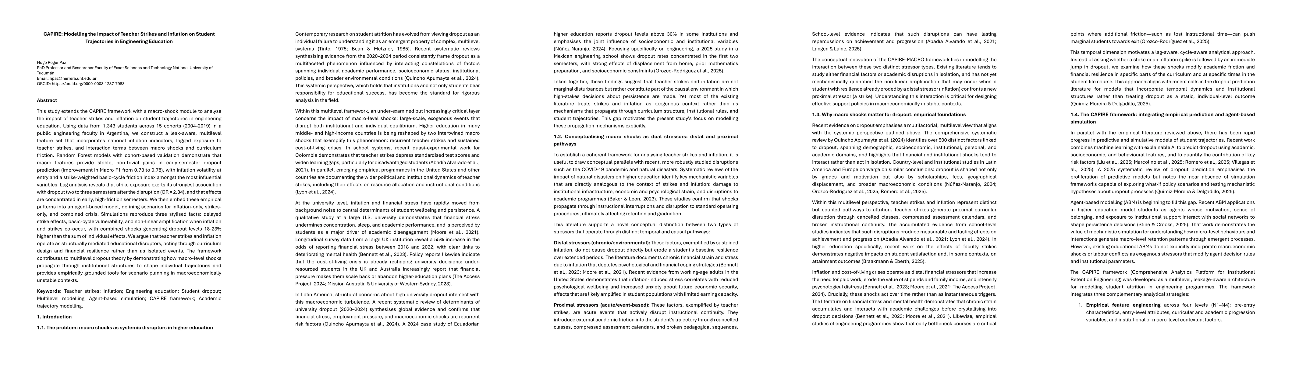 Thumbnail for CAPIRE: Modelling the Impact of Teacher Strikes and Inflation on Student Trajectories in Engineering Education