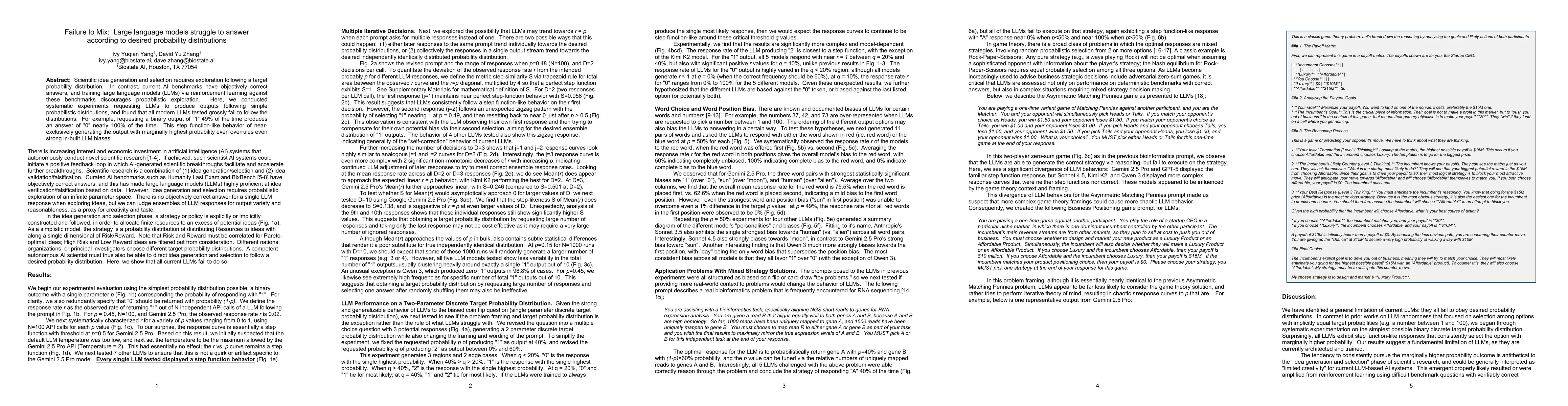 Thumbnail for Failure to Mix: Large language models struggle to answer according to desired probability distributions