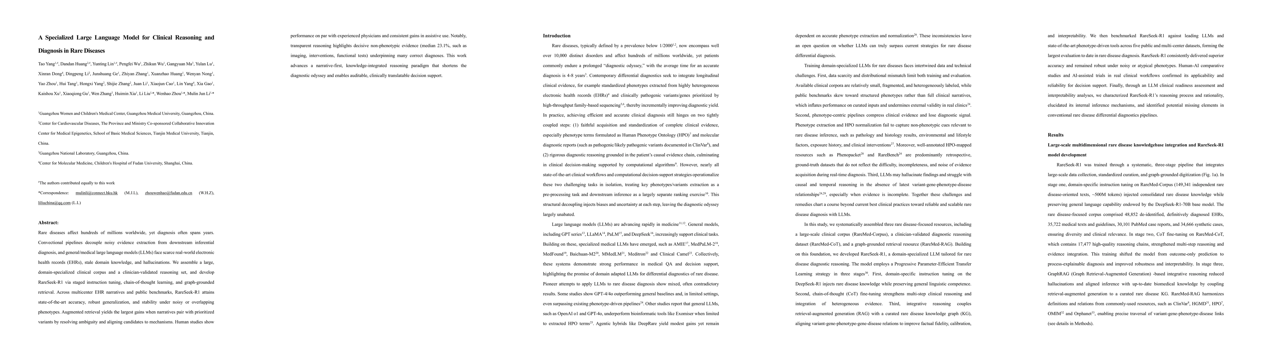 Thumbnail for A Specialized Large Language Model for Clinical Reasoning and Diagnosis in Rare Diseases