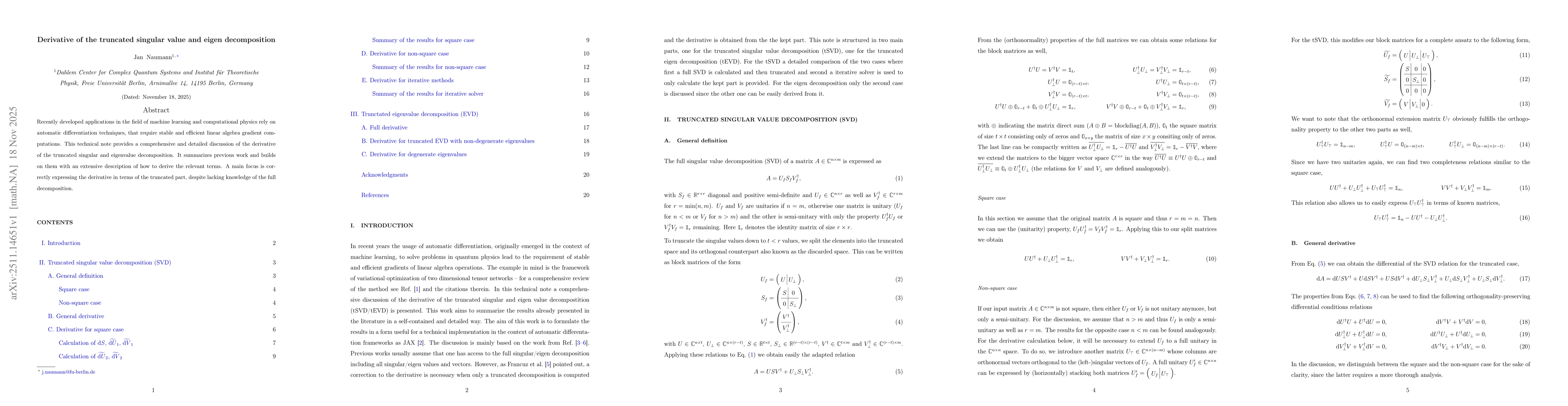 Thumbnail for Derivative of the truncated singular value and eigen decomposition