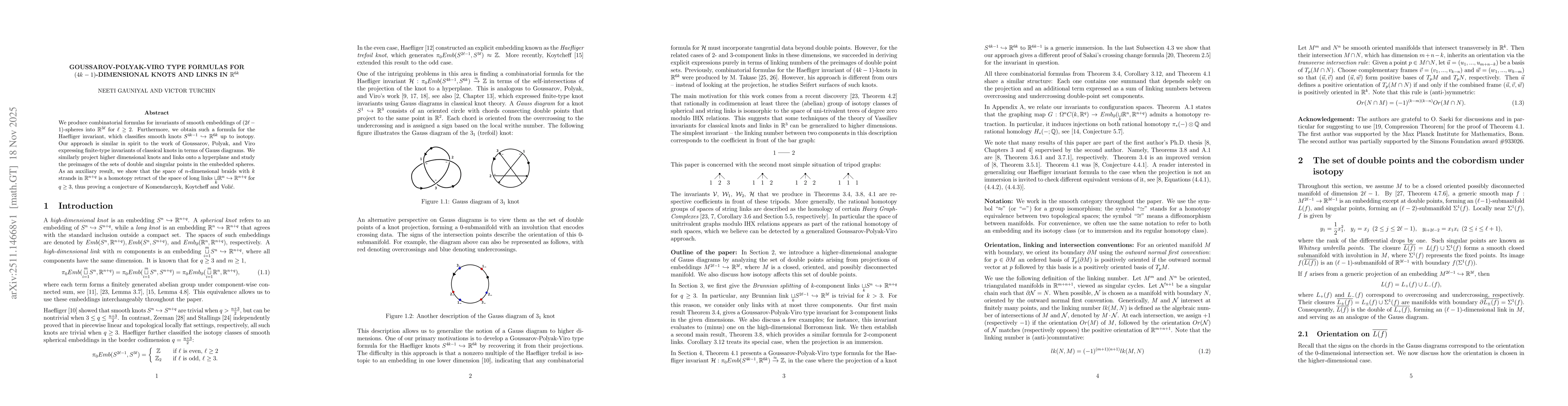 Thumbnail for Goussarov-Polyak-Viro type formulas for $(4k-1)$-dimensional knots and links in $\mathbb{R}^{6k}$