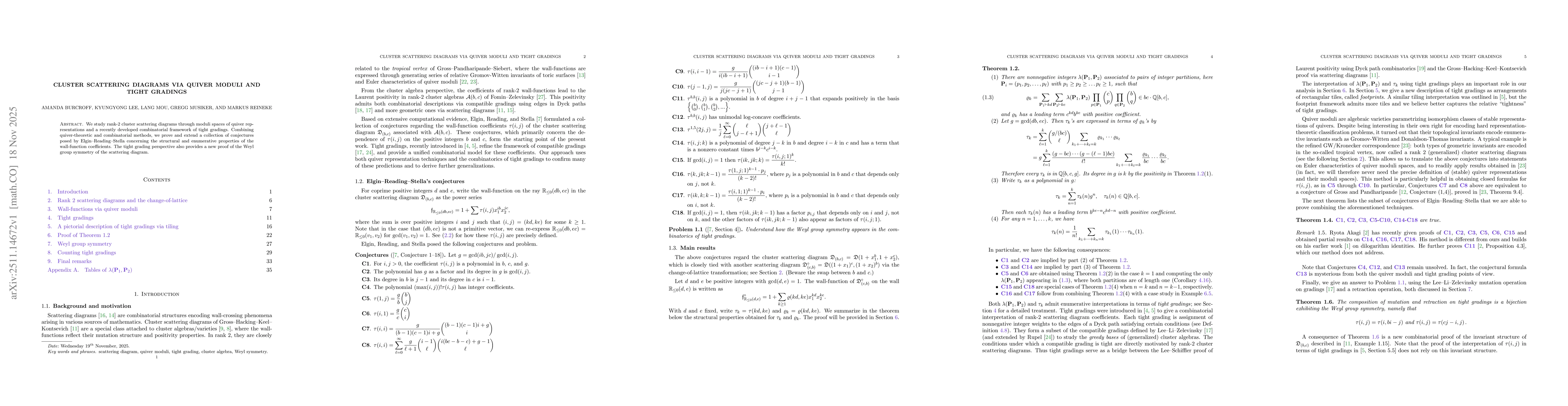 Thumbnail for Cluster scattering diagrams via quiver moduli and tight gradings