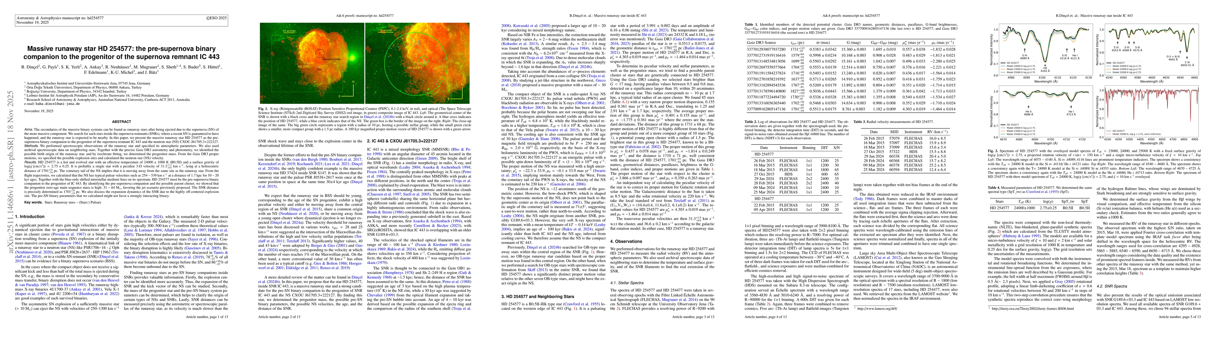 Thumbnail for Massive runaway star HD 254577: the pre-supernova binary companion to the progenitor of the supernova remnant IC 443