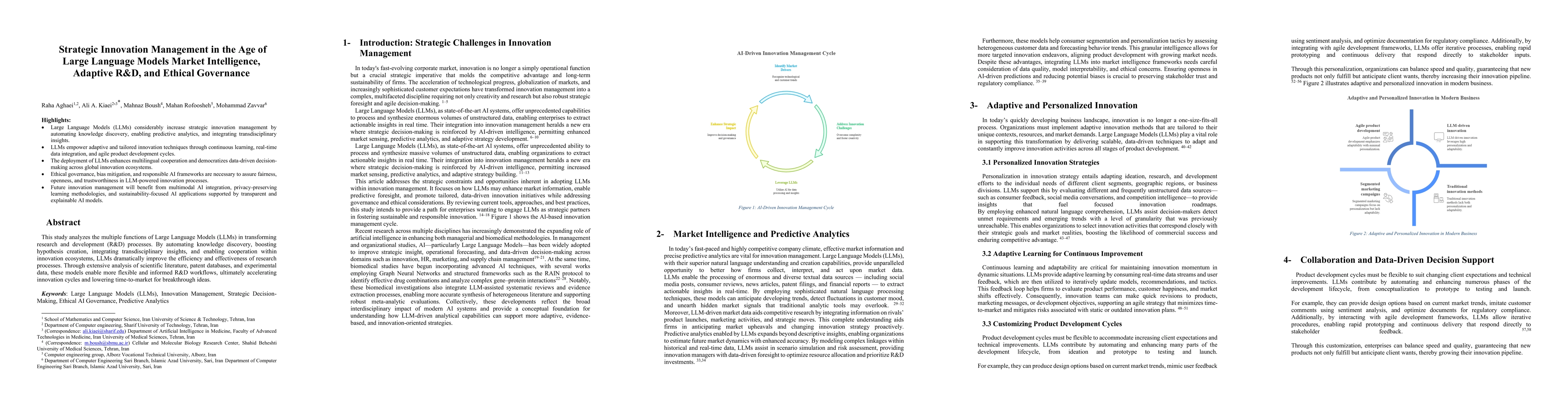 Thumbnail for Strategic Innovation Management in the Age of Large Language Models Market Intelligence, Adaptive R&D, and Ethical Governance