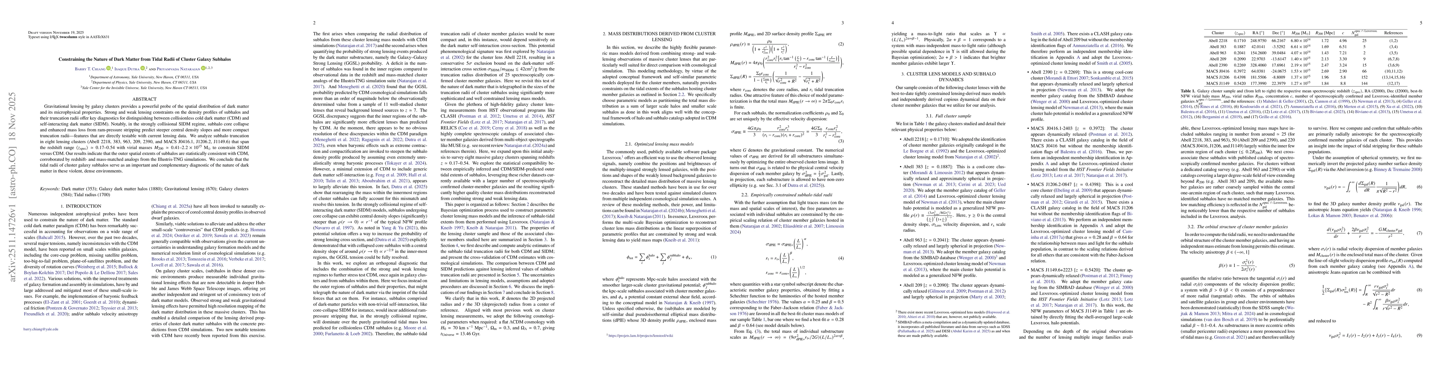 Thumbnail for Constraining the Nature of Dark Matter from Tidal Radii of Cluster Galaxy Subhalos