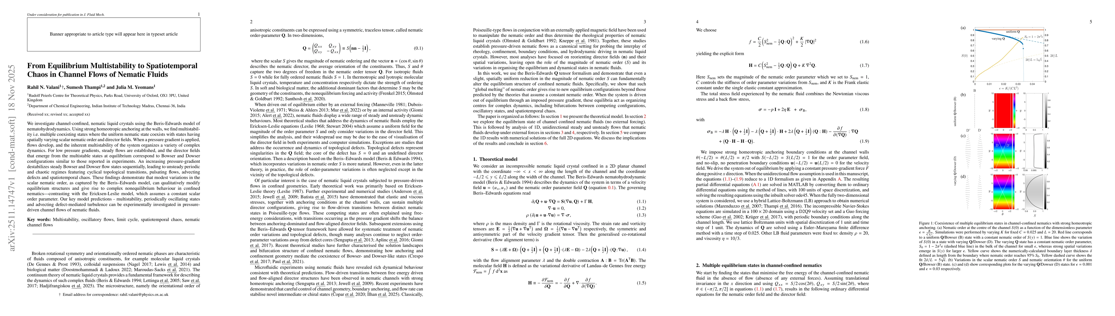 Thumbnail for From Equilibrium Multistability to Spatiotemporal Chaos in Channel Flows of Nematic Fluids