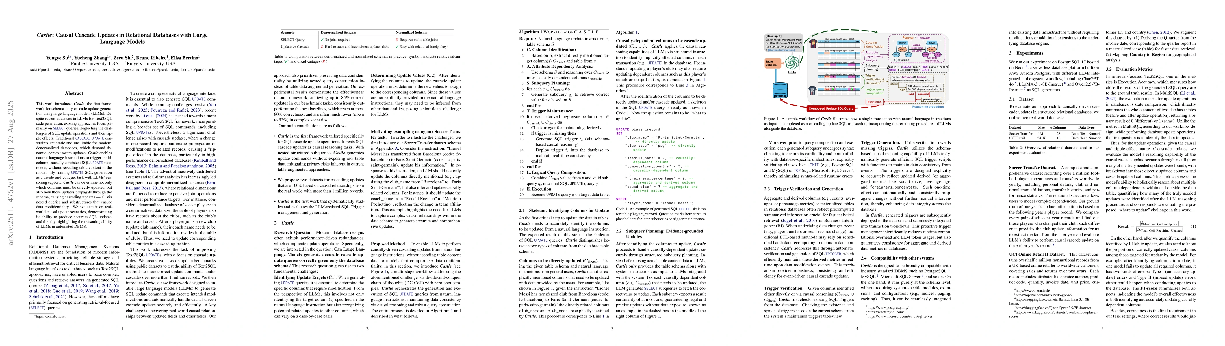 Thumbnail for Castle: Causal Cascade Updates in Relational Databases with Large Language Models
