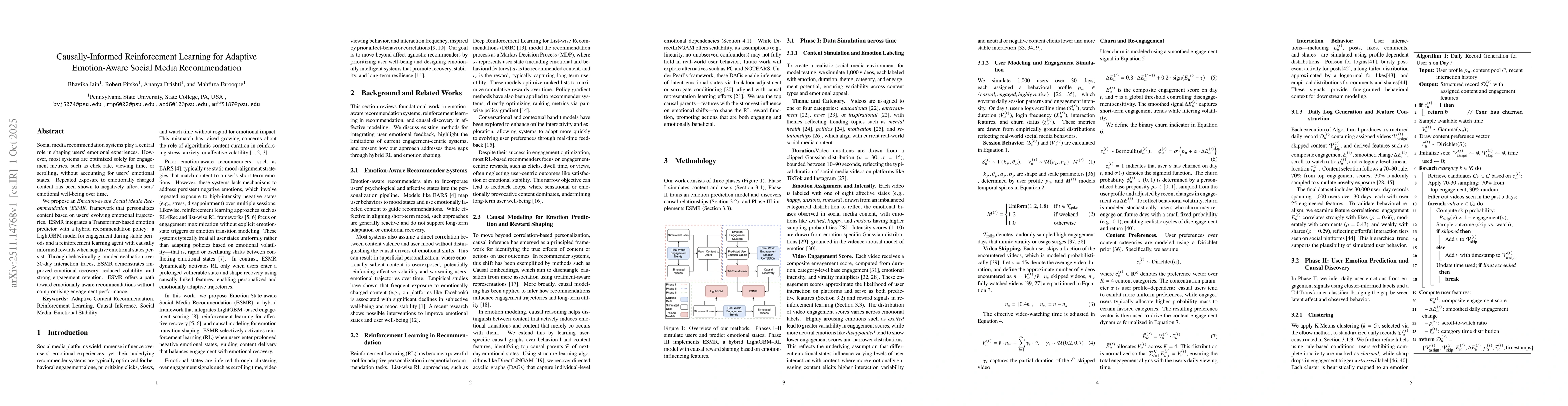 Thumbnail for Causally-Informed Reinforcement Learning for Adaptive Emotion-Aware Social Media Recommendation