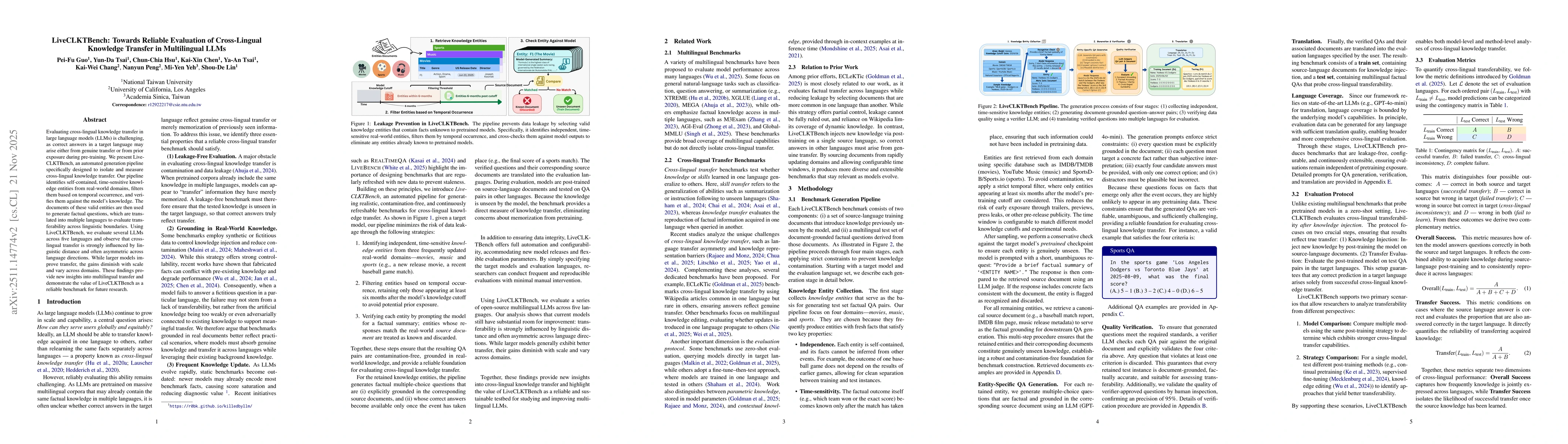 Thumbnail for LiveCLKTBench: Towards Reliable Evaluation of Cross-Lingual Knowledge Transfer in Multilingual LLMs