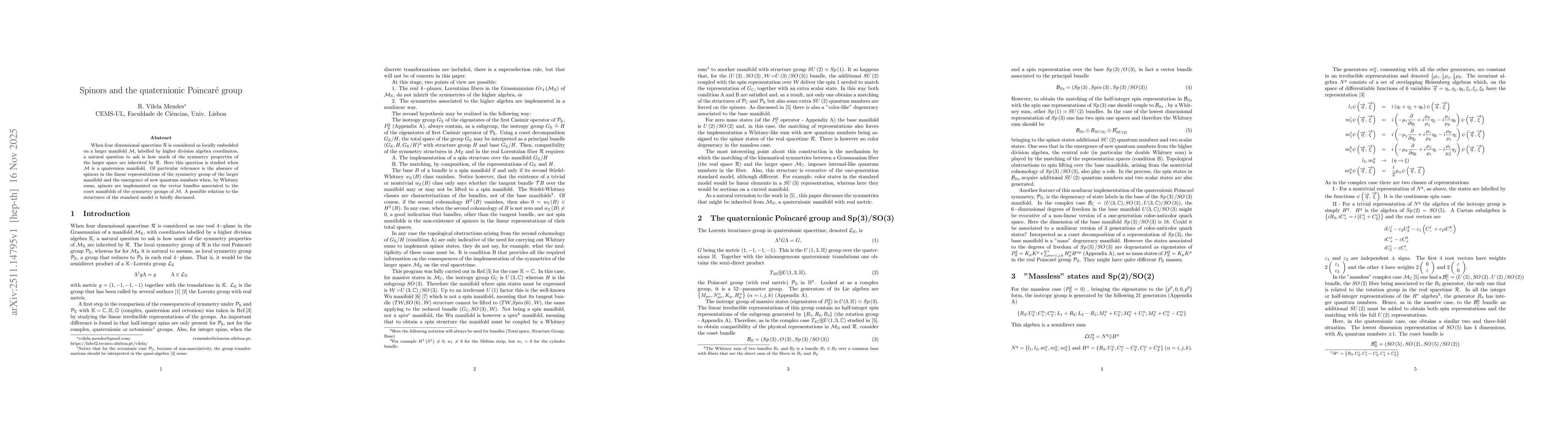 Thumbnail for Spinors and the quaternionic Poincaré group
