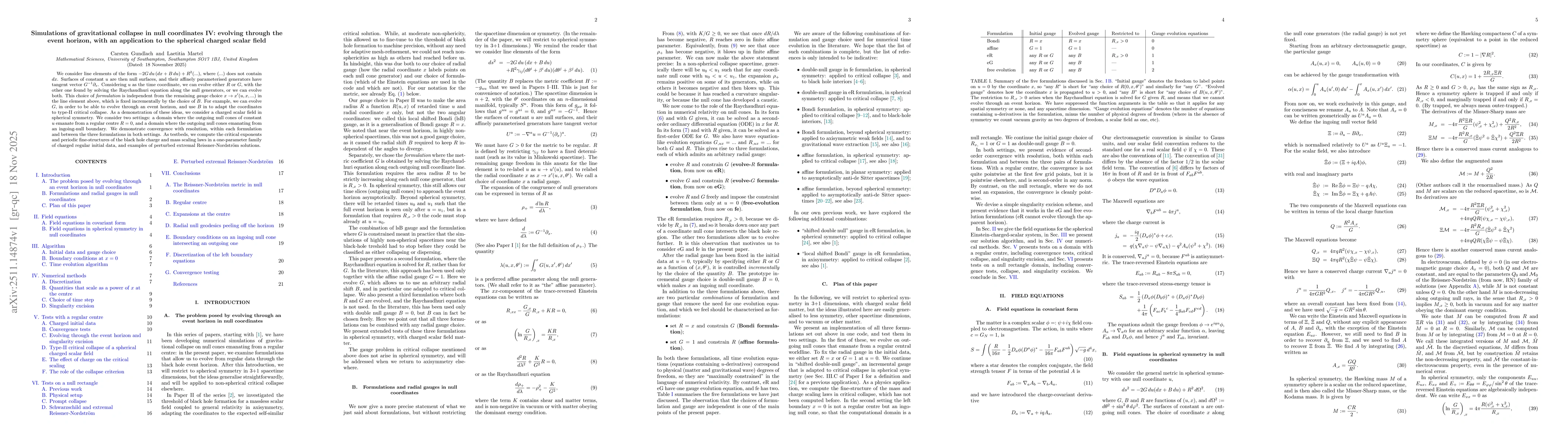 Thumbnail for Simulations of gravitational collapse in null coordinates IV: evolving through the event horizon, with an application to the spherical charged scalar field