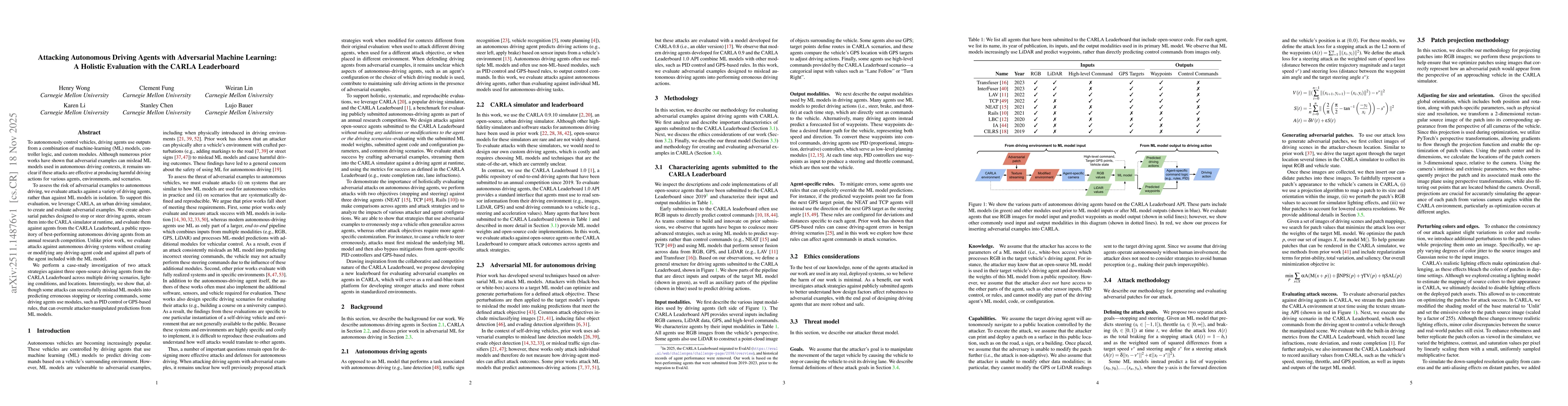 Thumbnail for Attacking Autonomous Driving Agents with Adversarial Machine Learning: A Holistic Evaluation with the CARLA Leaderboard