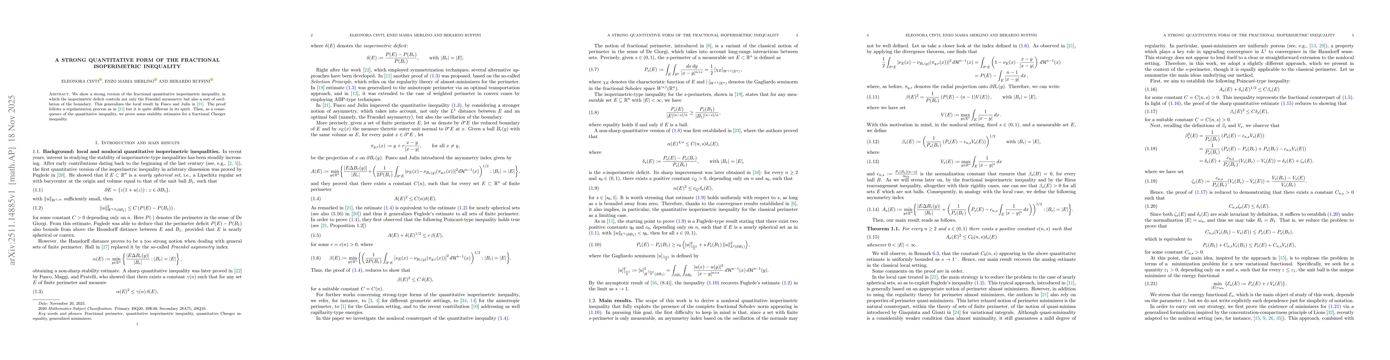 Thumbnail for A strong quantitative form of the fractional isoperimetric inequality