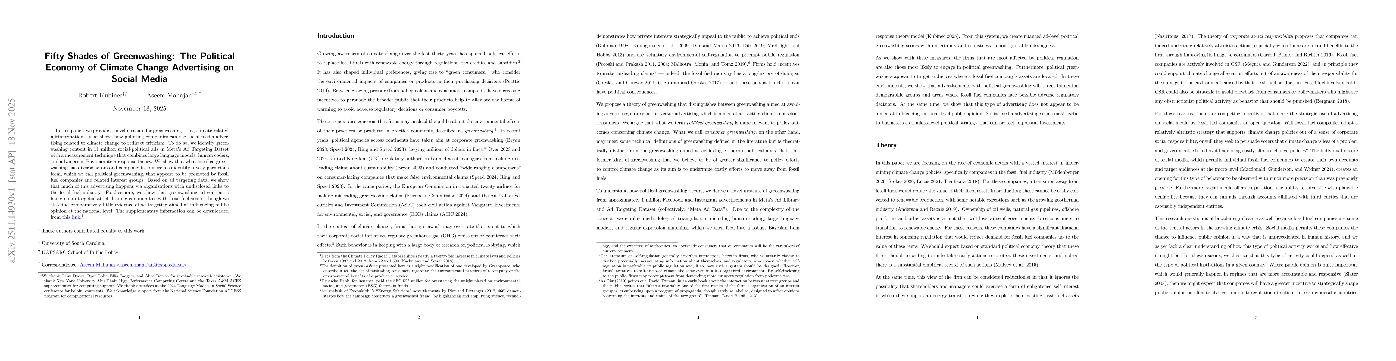 Thumbnail for Fifty Shades of Greenwashing: The Political Economy of Climate Change Advertising on Social Media