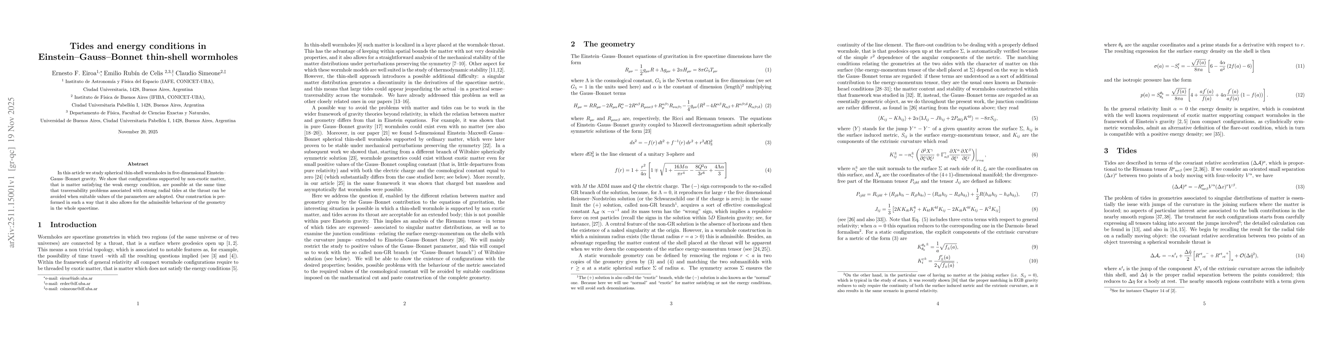Thumbnail for Tides and energy conditions in Einstein-Gauss-Bonnet thin-shell wormholes