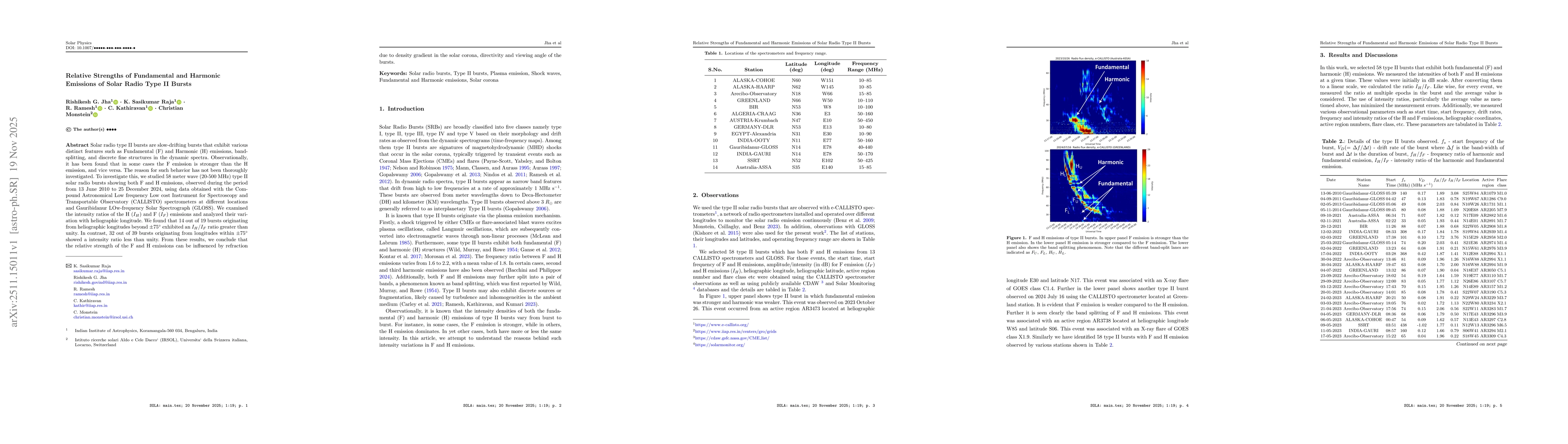 Thumbnail for Relative Strengths of Fundamental and Harmonic Emissions of Solar Radio Type II Bursts