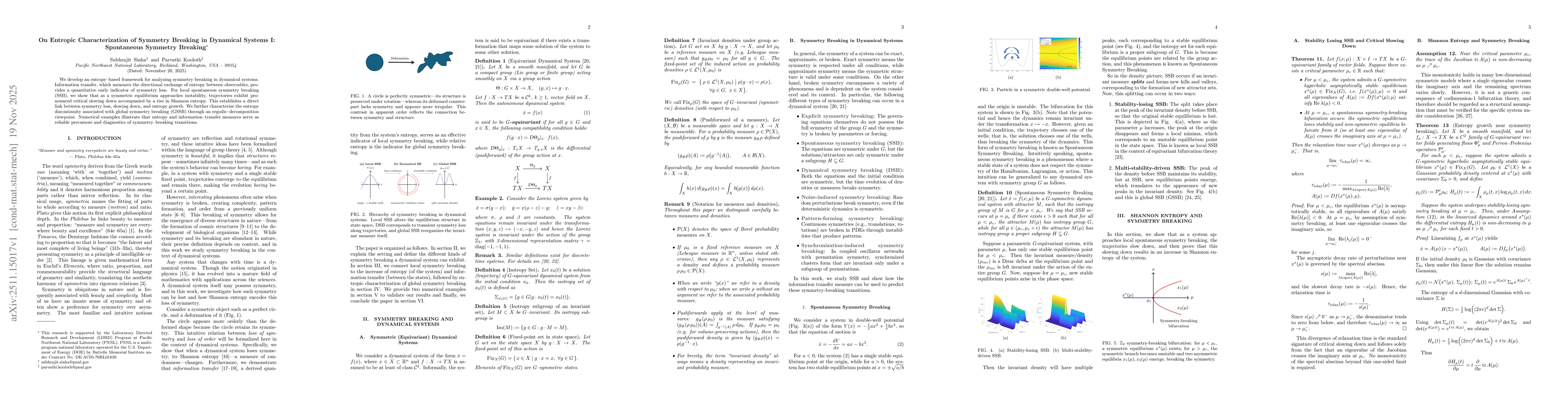 Thumbnail for On Entropic Characterization of Symmetry Breaking in Dynamical Systems I: Spontaneous Symmetry Breaking