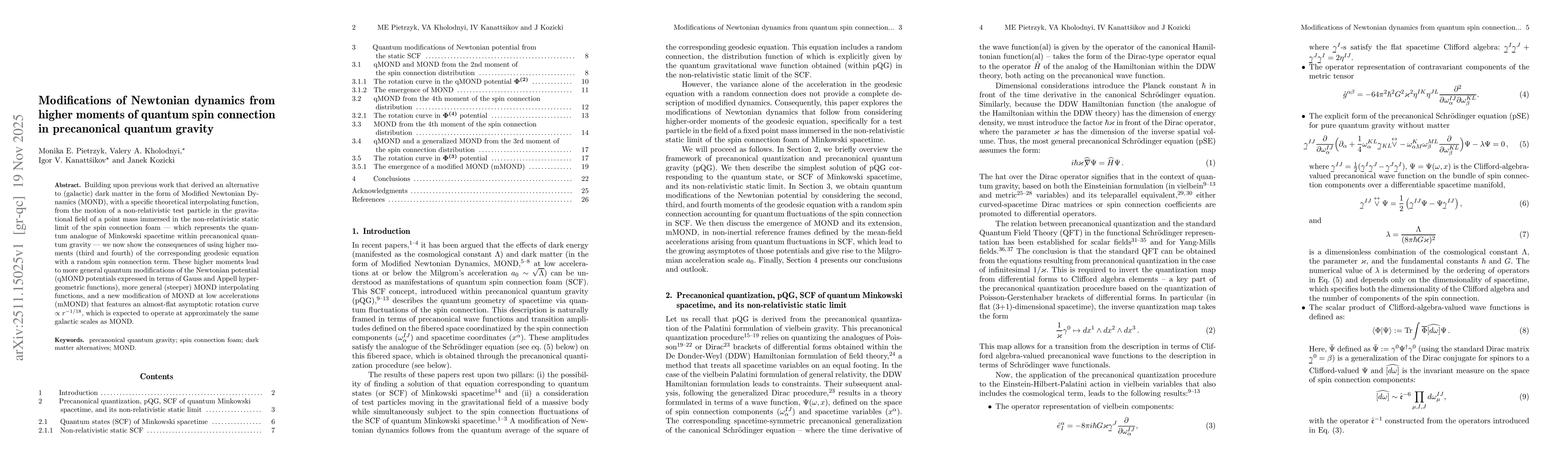 Thumbnail for Modifications of Newtonian dynamics from higher moments of quantum spin connection in precanonical quantum gravity