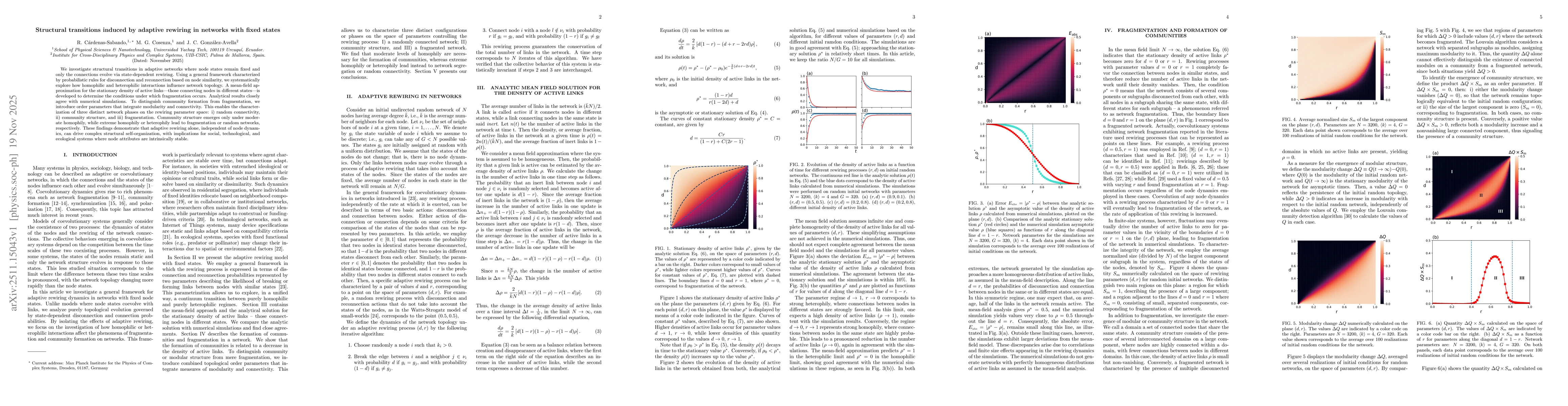 Thumbnail for Structural transitions induced by adaptive rewiring in networks with fixed states