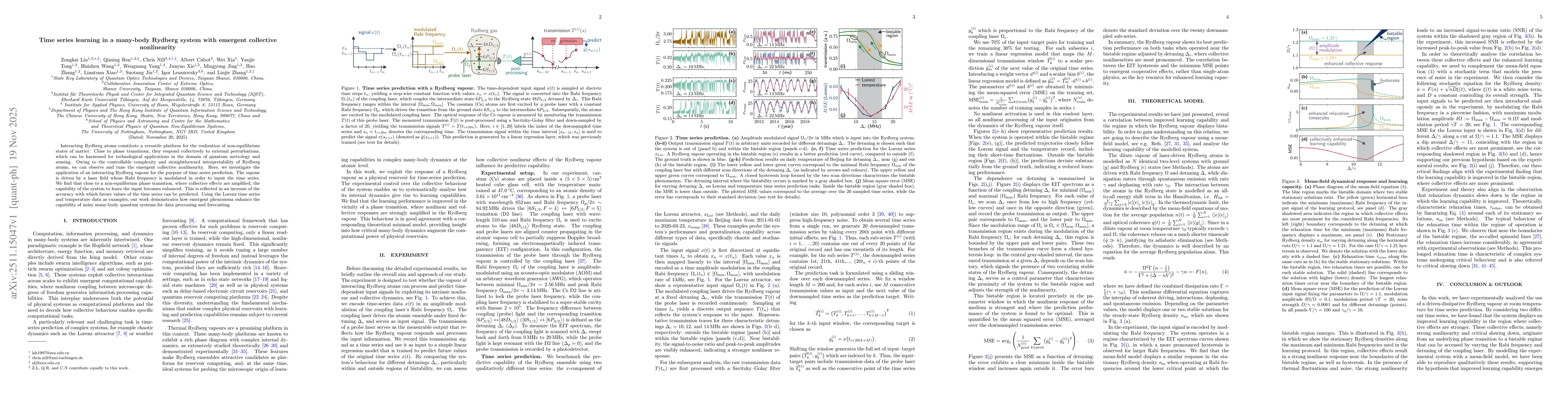 Thumbnail for Time series learning in a many-body Rydberg system with emergent collective nonlinearity