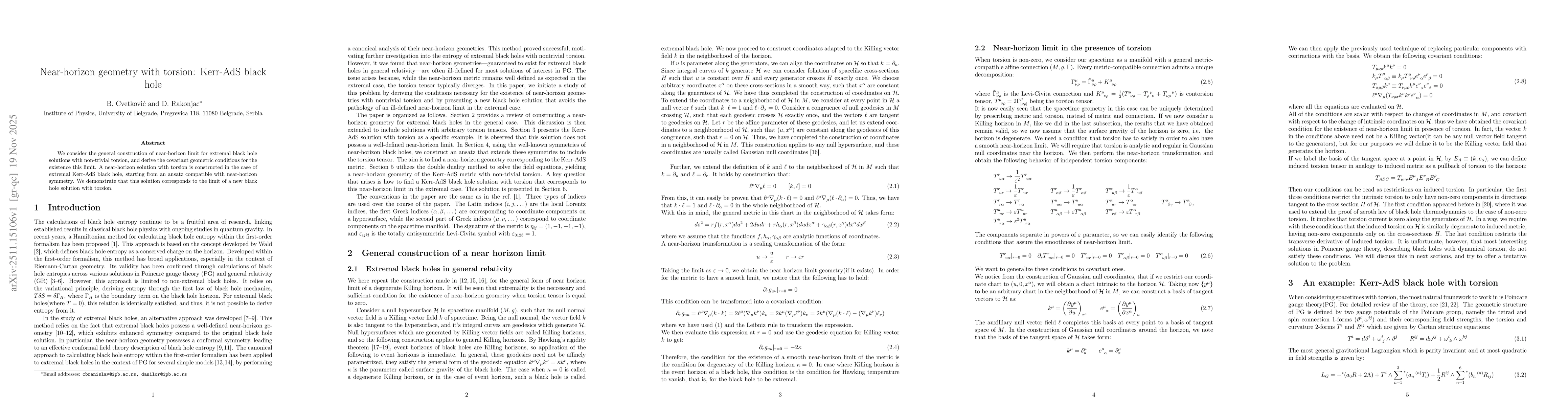 Thumbnail for Near-horizon geometry with torsion: Kerr-AdS black hole