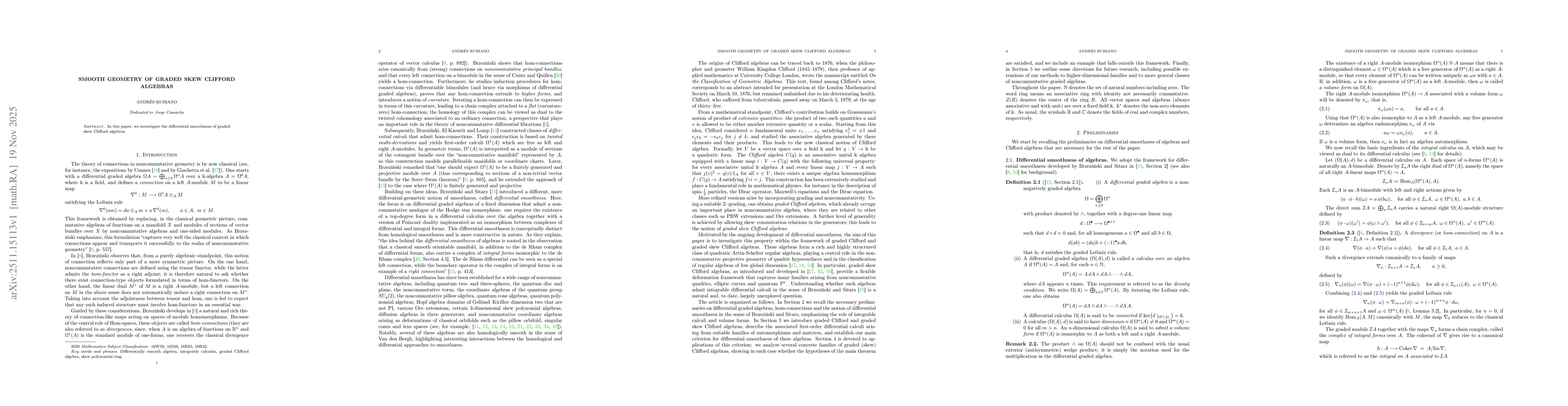 Thumbnail for Smooth geometry of graded skew Clifford algebras