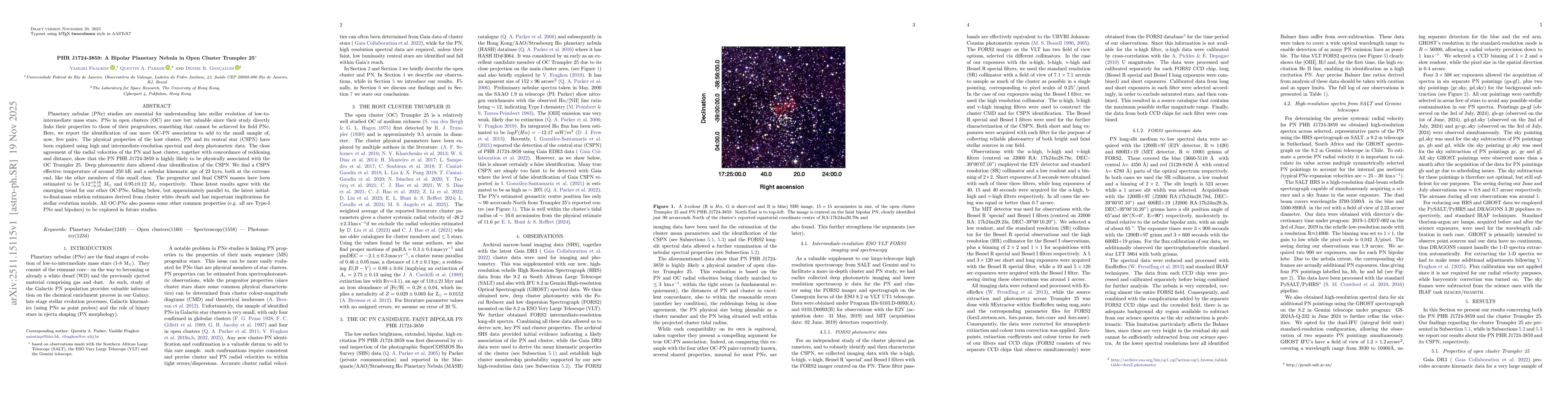 Thumbnail for PHR~J1724-3859: A Bipolar Planetary Nebula in Open Cluster Trumpler 25