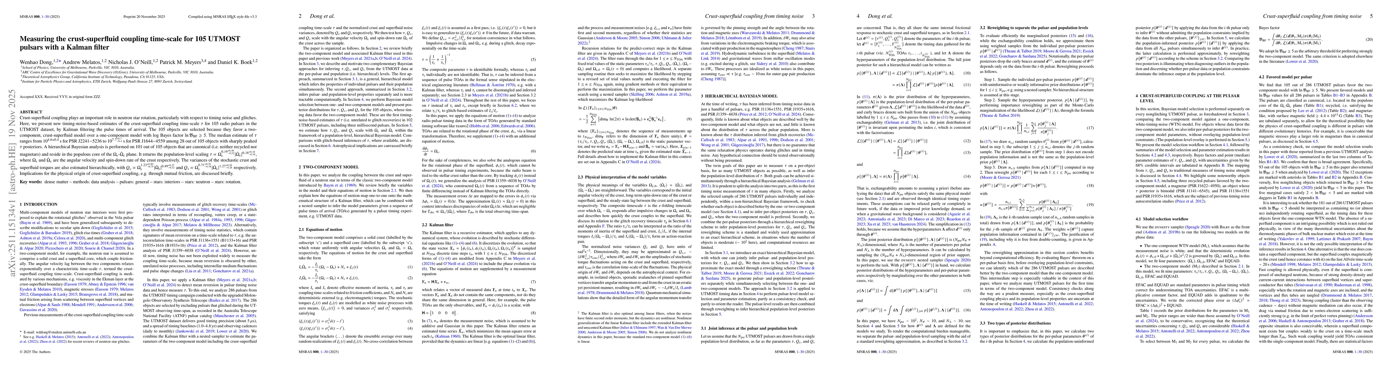 Thumbnail for Measuring the crust-superfluid coupling time-scale for 105 UTMOST pulsars with a Kalman filter
