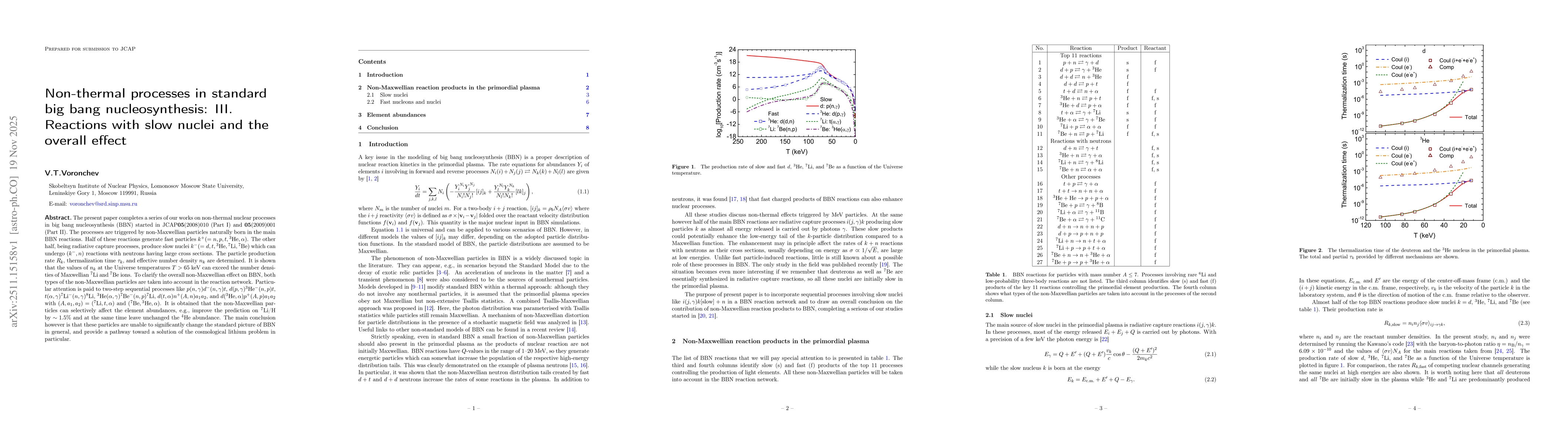 Thumbnail for Non-thermal processes in standard big bang nucleosynthesis: III. Reactions with slow nuclei and the overall effect