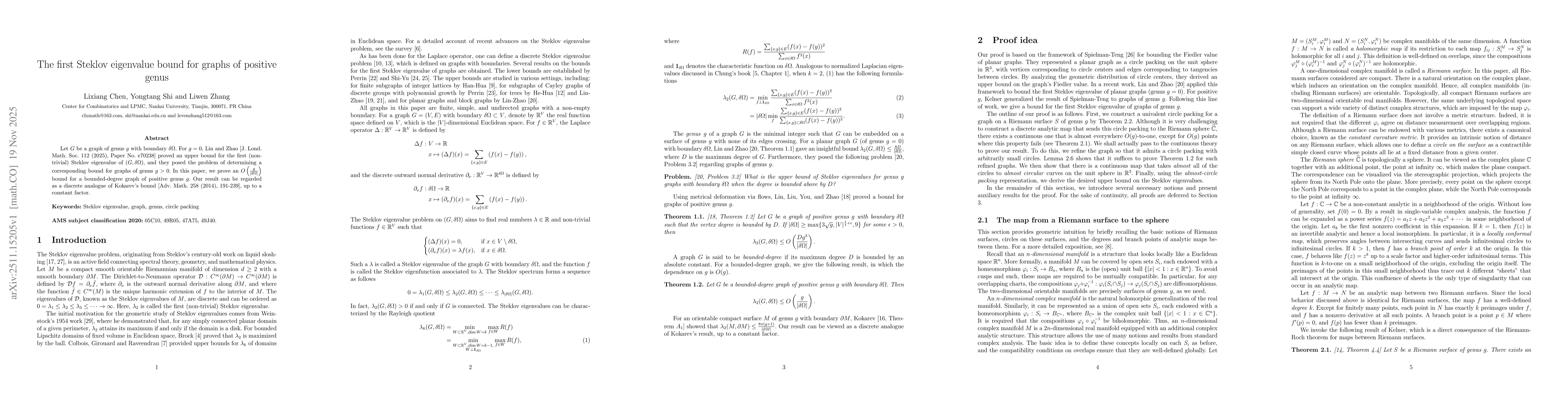Thumbnail for The first Steklov eigenvalue bound for graphs of positive genus