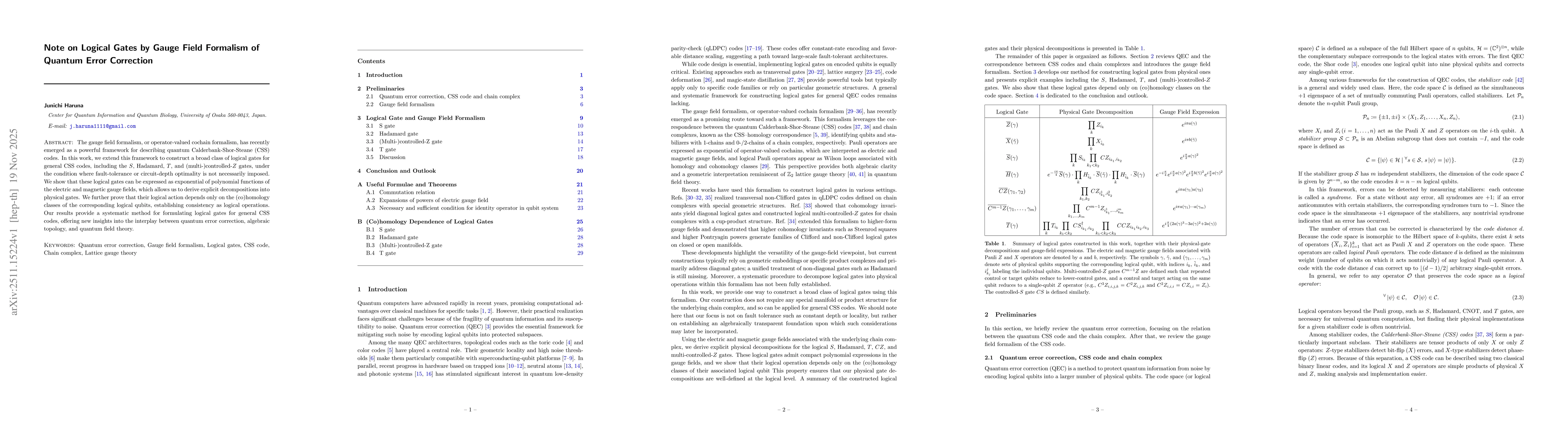 Thumbnail for Note on Logical Gates by Gauge Field Formalism of Quantum Error Correction