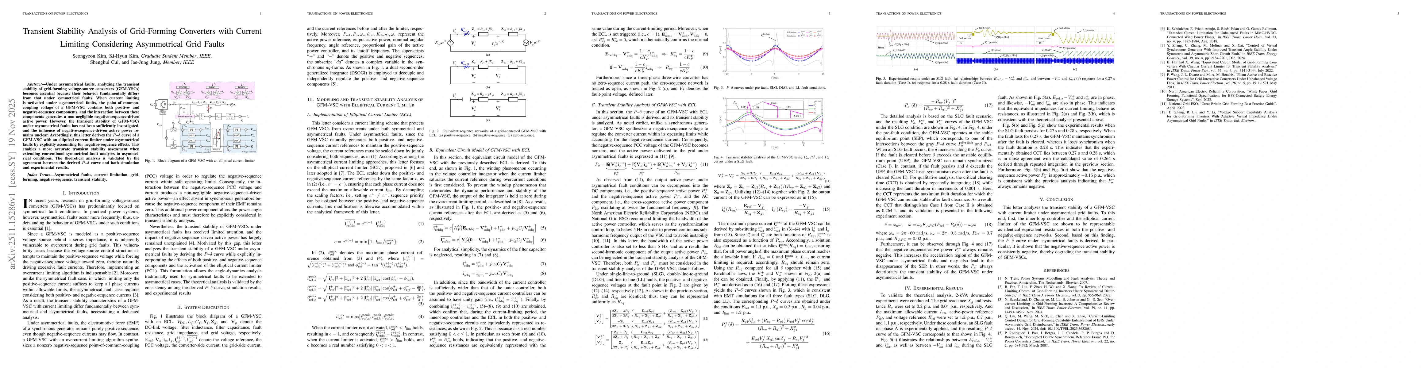 Thumbnail for Transient Stability Analysis of Grid-Forming Converters with Current Limiting Considering Asymmetrical Grid Faults