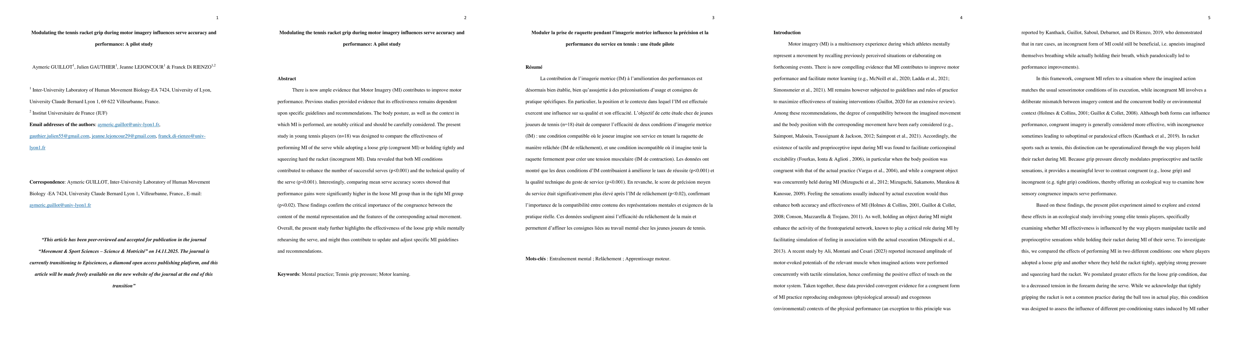 Thumbnail for Modulating the tennis racket grip during motor imagery influences serve accuracy and performance: A pilot study
