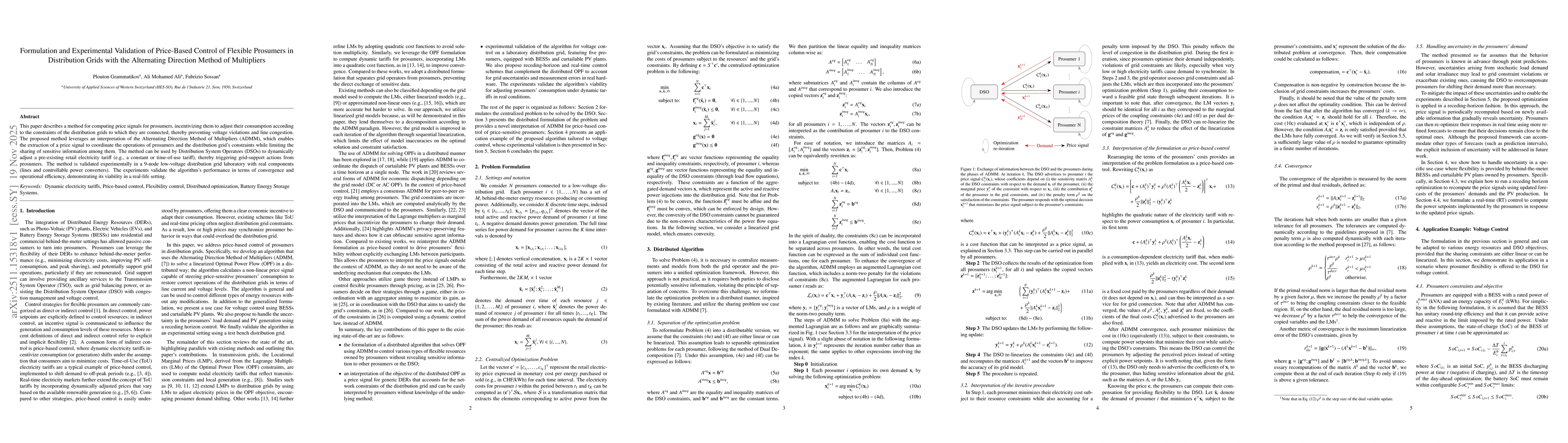 Thumbnail for Formulation and Experimental Validation of Price-Based Control of Flexible Prosumers in Distribution Grids with the Alternating Direction Method of Multipliers