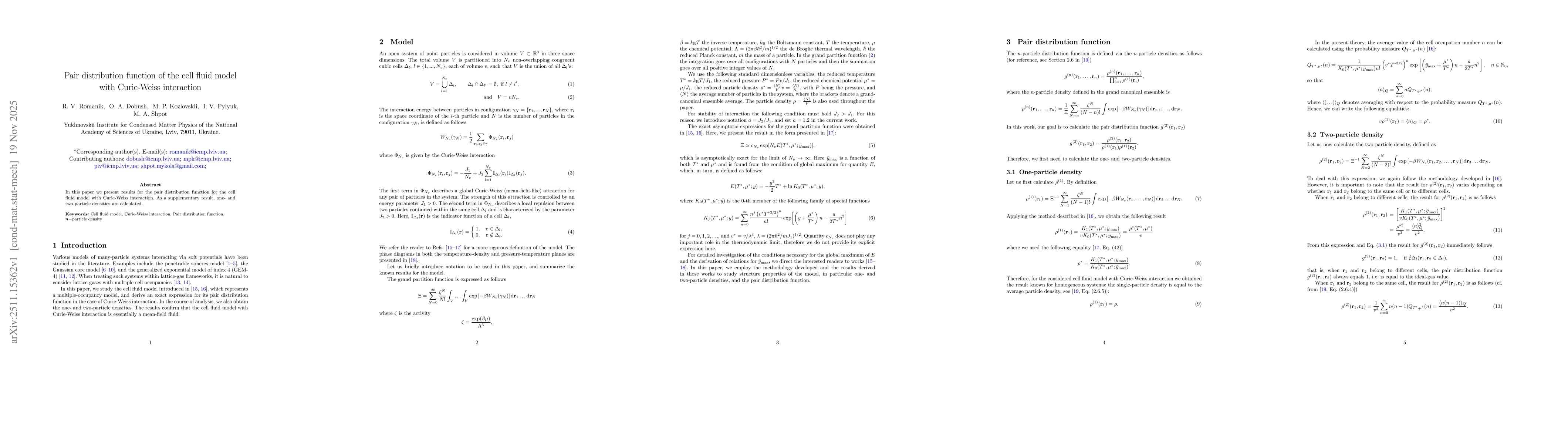Thumbnail for Pair distribution function of the cell fluid model with Curie-Weiss interaction