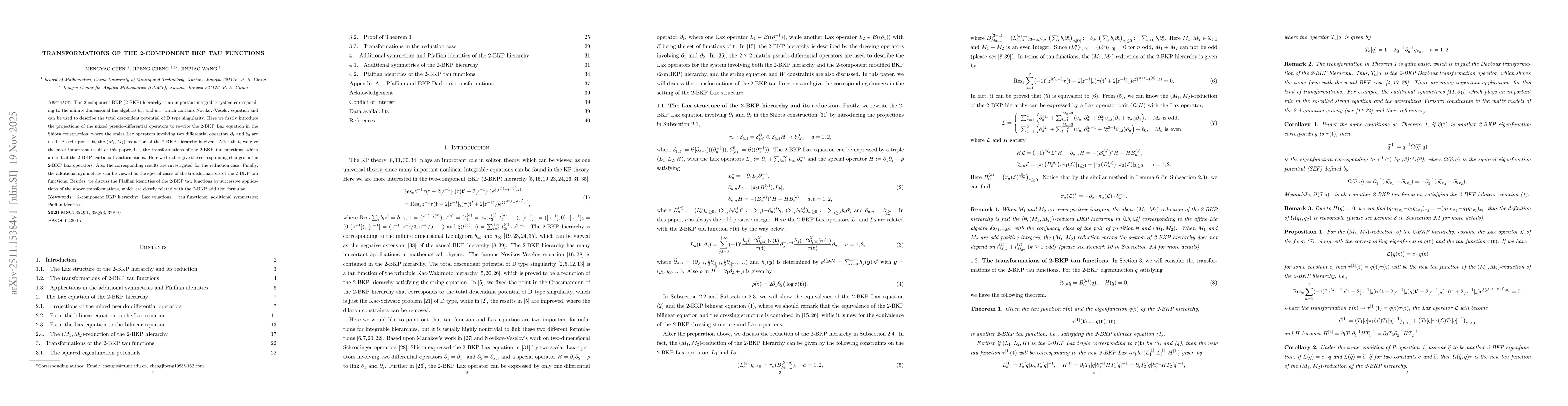 Thumbnail for Transformations of the 2-component BKP tau functions